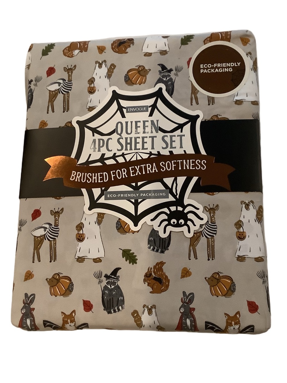 Envogue Halloween Forest Critters Queen Sheet Set New